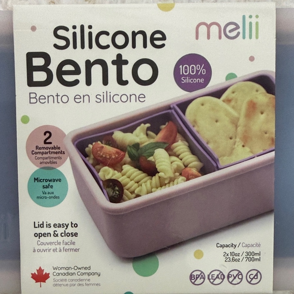 Silicone‎ Bento Pink Lunch Box with Purple Divider